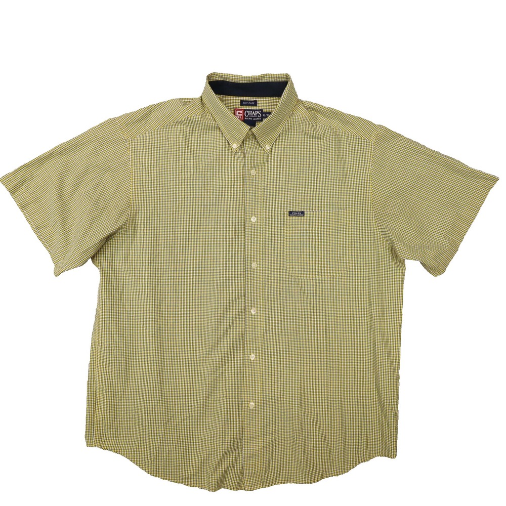 Chaps Ralph Lauren Men's‎ Yellow Check Short Sleeve Button Up Shirt size XL